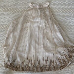 Elegant Cream and Gold Sequin top